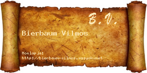 Bierbaum Vilmos névjegykártya